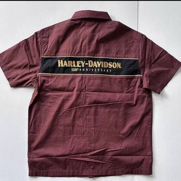 Harley-Davidson Men's 120th Anniversary Mechanic Shirt - Dark Red Size L - Picture 4 of 5
